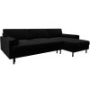 MIDACONI Scott fekete, bársony sarokkanapé, ágyazható, 212 cm, jobb oldali