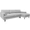 Világosszürke kárpitozott, ágyazható MIDACONI Scott sarokkanapé 212 cm, jobb oldali