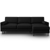 Fekete kárpitozott MIDACONI Scott sarokkanapé ágyazható funkcióval 212 cm, jobb oldali
