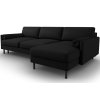 Fekete kárpitozott MIDACONI Scott sarokkanapé ágyazható funkcióval 212 cm, jobb oldali