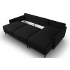 Fekete kárpitozott MIDACONI Scott sarokkanapé ágyazható funkcióval 212 cm, jobb oldali