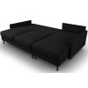 Fekete kárpitozott MIDACONI Scott sarokkanapé ágyazható funkcióval 212 cm, jobb oldali