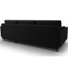 Fekete kárpitozott MIDACONI Scott sarokkanapé ágyazható funkcióval 212 cm, jobb oldali