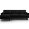 Fekete kárpitozott MIDACONI Scott sarokülőgarnitúra ággyal, 212 cm, balos