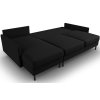 Fekete kárpitozott MIDACONI Scott sarokülőgarnitúra ággyal, 212 cm, balos
