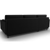 Fekete kárpitozott MIDACONI Scott sarokülőgarnitúra ággyal, 212 cm, balos