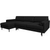 Fekete kárpitozott MIDACONI Scott sarokülőgarnitúra ággyal, 212 cm, balos