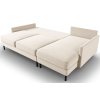 MIDACONI Scott bézs színű, bársony sarokkanapé ágyazható funkcióval, 212 cm, jobb oldali