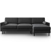 Sötétszürke bársony sarokkanapé MIDACONI Scott 212 cm, jobb oldali