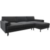 Sötétszürke bársony sarokkanapé MIDACONI Scott 212 cm, jobb oldali