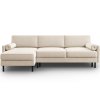 MIDACONI Scott 212 cm-es bézs színű, bársony sarokülőgarnitúra, balos