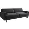 Sötétszürke bársony háromszemélyes, kihúzható MIDACONI Scott kanapé, 212 cm