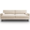MIDACONI Scott bézs színű, bársony háromszemélyes, kihúzható kanapé, 212 cm
