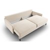 MIDACONI Scott bézs színű, bársony háromszemélyes, kihúzható kanapé, 212 cm