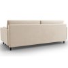 MIDACONI Scott bézs színű, bársony háromszemélyes, kihúzható kanapé, 212 cm