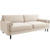MIDACONI Scott bézs színű, bársony háromszemélyes, kihúzható kanapé, 212 cm
