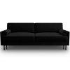 MIDACONI Scott fekete, bársony háromszemélyes, kihúzható kanapé, 212 cm