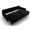 MIDACONI Scott fekete, bársony háromszemélyes, kihúzható kanapé, 212 cm