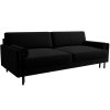MIDACONI Scott fekete, bársony háromszemélyes, kihúzható kanapé, 212 cm