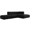 MICADONI Lupine fekete, bársony ötszemélyes, 294 cm-es jobbos ülőgarnitúra