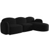 MICADONI Blair fekete bársony sarokkanapé, 274 cm, jobb oldali