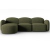 MICADONI Blair zöld, kárpitozott sarokülőgarnitúra 274 cm, balos