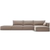 MICADONI Kaelle 364 cm-es jobb oldali sötétbézs bársony sarokkanapé
