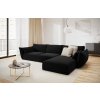 MICADONI Kaelle fekete bársony sarokkanapé, 308 cm, jobb oldali
