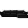 MICADONI Kaelle fekete bársony sarokkanapé, 308 cm, jobb oldali