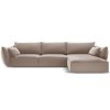 MICADONI Kaelle 308 cm-es sötét bézs színű, bársony sarokgarnitúra, jobb oldali