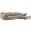 MICADONI Kaelle 308 cm-es sötét bézs színű, bársony sarokgarnitúra, jobb oldali