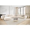 MICADONI Kaelle 384 cm-es világos bézs színű, bársony U alakú kanapé, jobb oldali