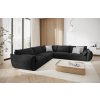 MICADONI Kaelle fekete kárpitozott sarokkanapé, 286 cm