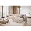 MICADONI Kaelle 252 cm-es bézs kárpitozott sarokkanapé ágyfunkcióval, jobb oldali
