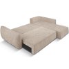 MICADONI Kaelle 252 cm-es bézs kárpitozott sarokkanapé ágyfunkcióval, jobb oldali