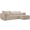 MICADONI Kaelle 252 cm-es bézs kárpitozott sarokkanapé ágyfunkcióval, jobb oldali