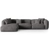 MICADONI Martina szürke bársony sarokkanapé, 330 cm, balos