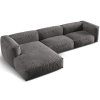 MICADONI Martina szürke bársony sarokkanapé, 330 cm, balos
