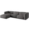 MICADONI Martina szürke bársony sarokkanapé, 330 cm, balos