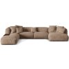 MICADONI Martina 406 cm-es, balos, "U" alakú, sötétbézs bársony sarokgarnitúra