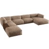 MICADONI Martina 406 cm-es, balos, "U" alakú, sötétbézs bársony sarokgarnitúra