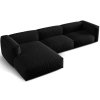 MICADONI Martina fekete kárpitozott sarokkanapé, 330 cm, balos
