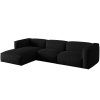 MICADONI Martina fekete kárpitozott sarokkanapé, 330 cm, balos