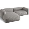 Világosszürke kárpitozott MICADONI Martina sarokkanapé 280 cm, balos