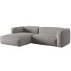 Világosszürke kárpitozott MICADONI Martina sarokkanapé 280 cm, balos