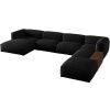 MICADONI Martina 406 cm-es, jobb oldali, fekete kárpitozott U alakú sarokkanapé