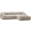MICADONI Diana bézs színű, bársony sarokkanapé, 334 cm, jobb oldali