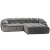 MICADONI Diana szürke bársony sarokkanapé, 294 cm, jobb oldali