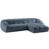 MICADONI Diana kék kárpitozott sarokkanapé, 334 cm, jobb oldali