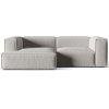 Világosszürke kárpitozott MICADONI Nuria sarokkanapé 252 cm, balos
